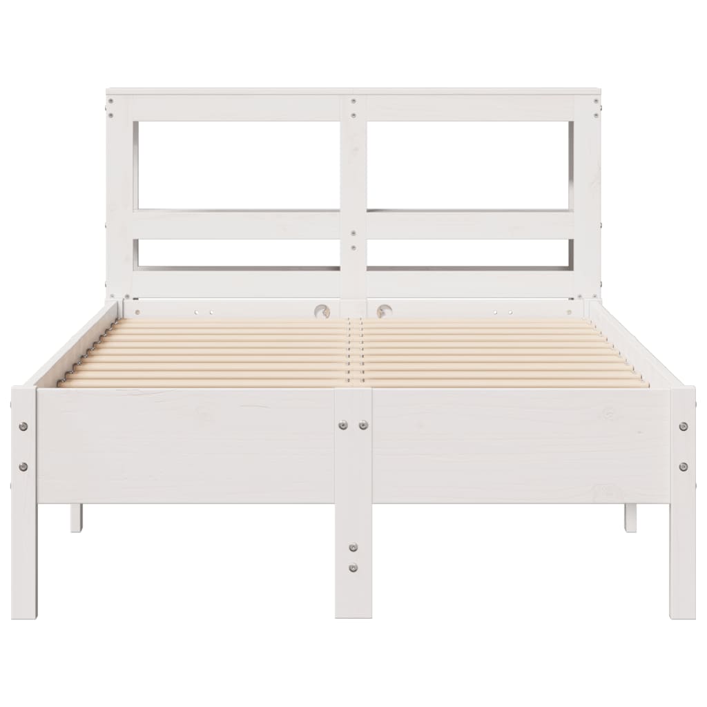 Bed Frame without Mattress White 120x190 cm Small Double Solid Wood Pine