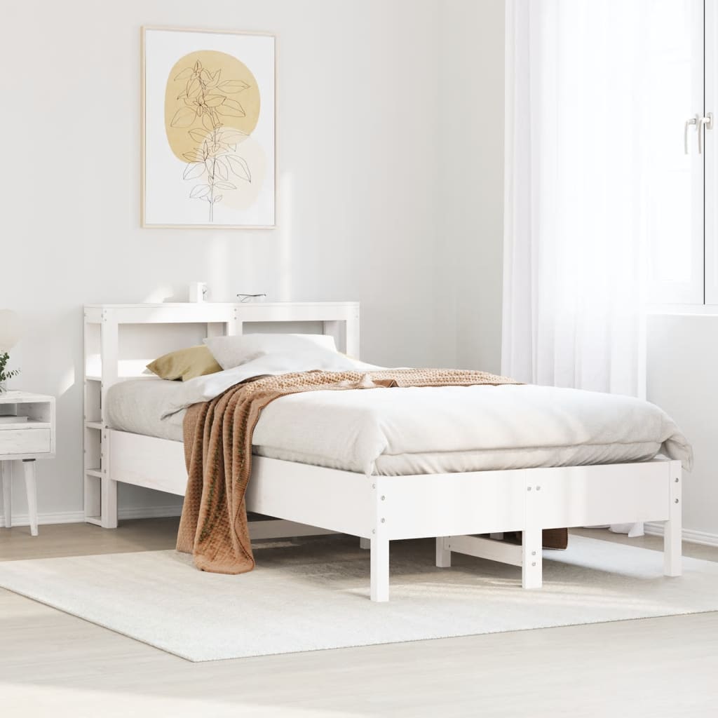 Bed Frame without Mattress White 90x190 cm Single Solid Wood Pine