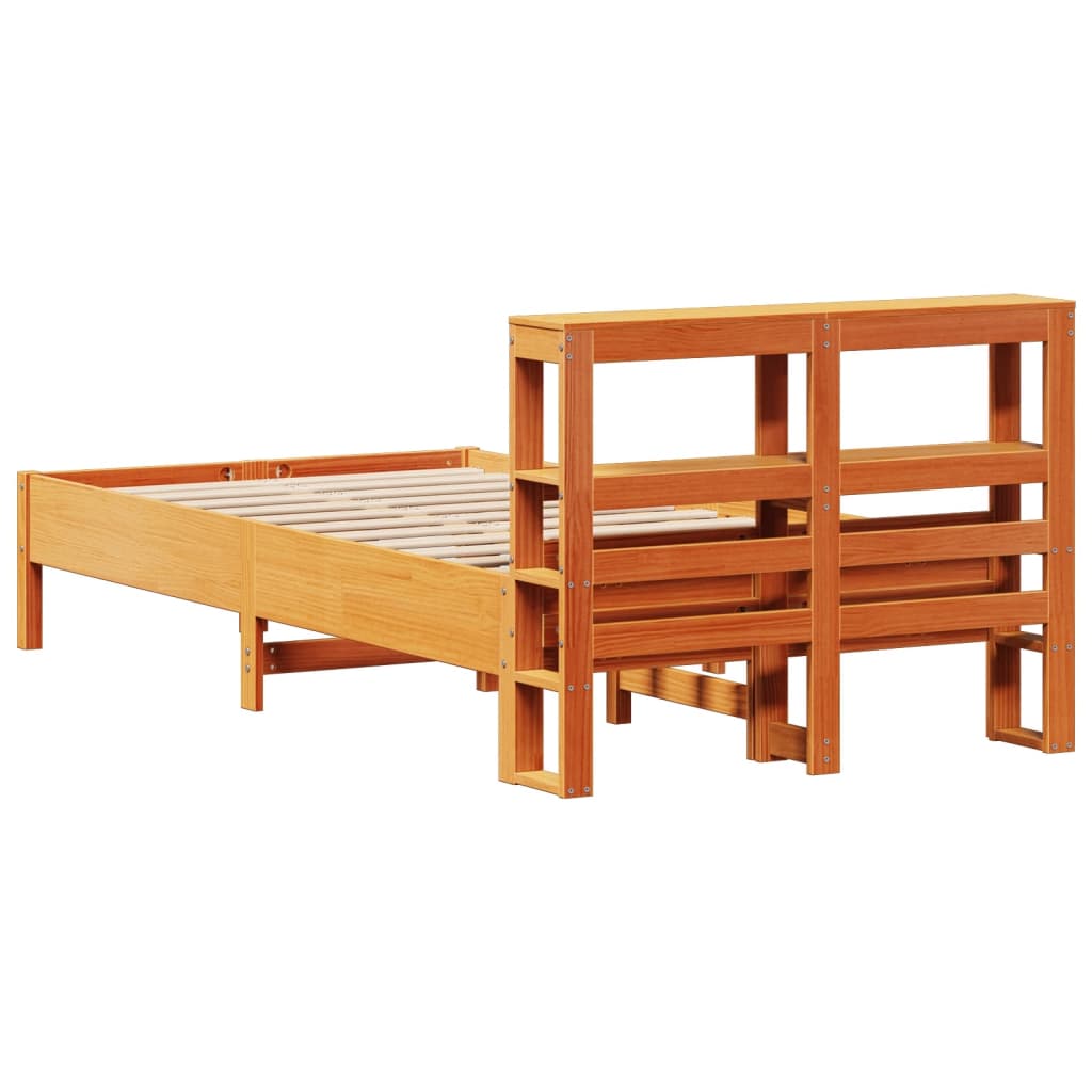 Bed Frame without Mattress Wax Brown 90x190 cm Single Solid Wood Pine