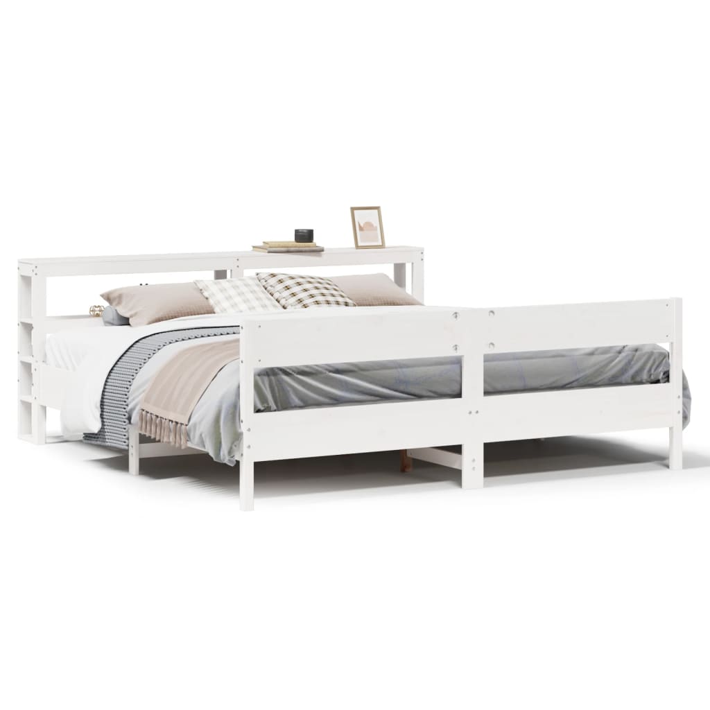 Bed Frame without Mattress White 200x200 cm Solid Wood Pine