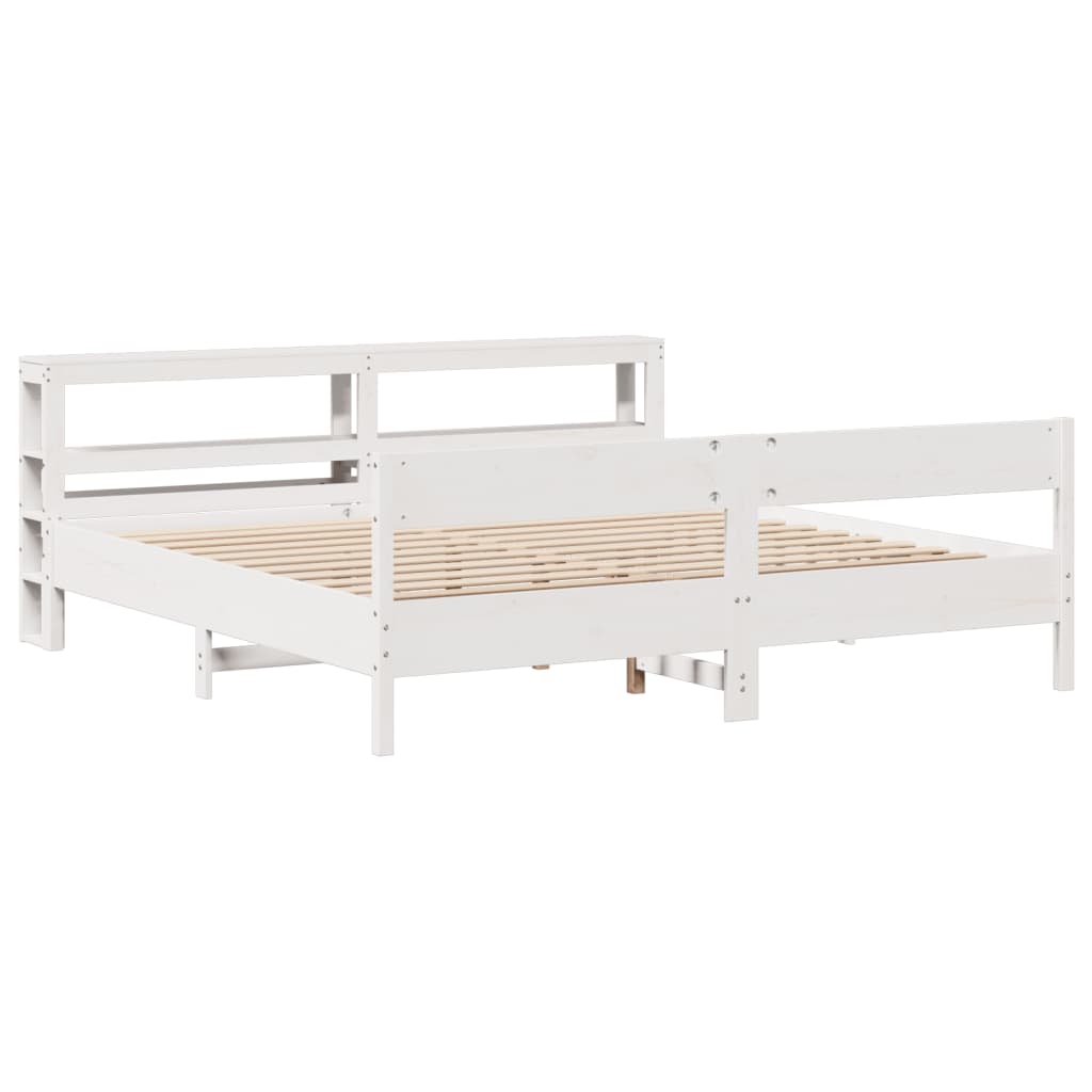 Bed Frame without Mattress White 200x200 cm Solid Wood Pine