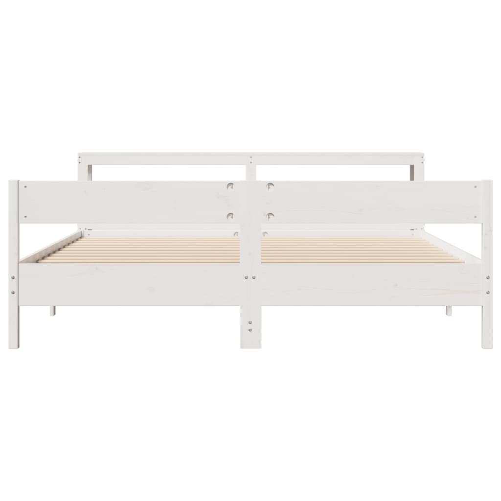 Bed Frame without Mattress White 200x200 cm Solid Wood Pine