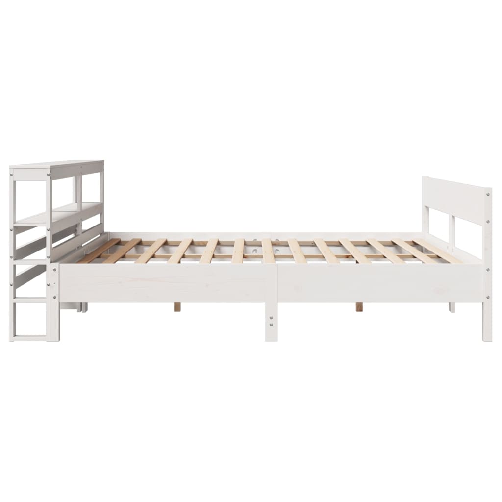 Bed Frame without Mattress White 200x200 cm Solid Wood Pine