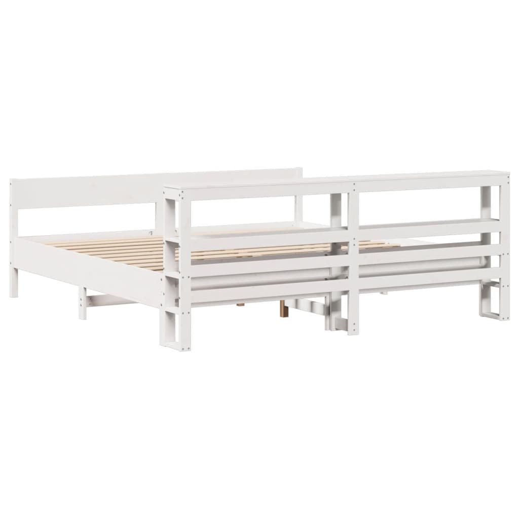 Bed Frame without Mattress White 200x200 cm Solid Wood Pine