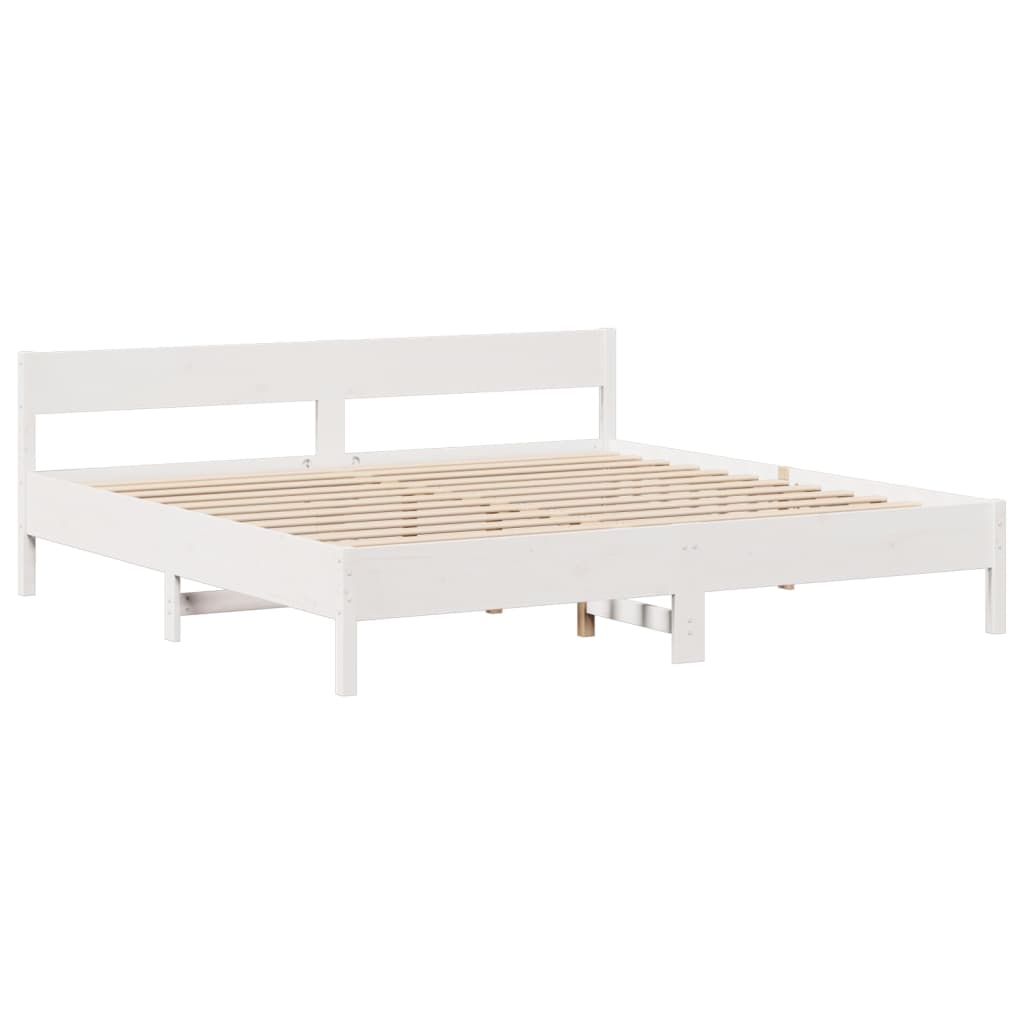 Bed Frame without Mattress White 200x200 cm Solid Wood Pine