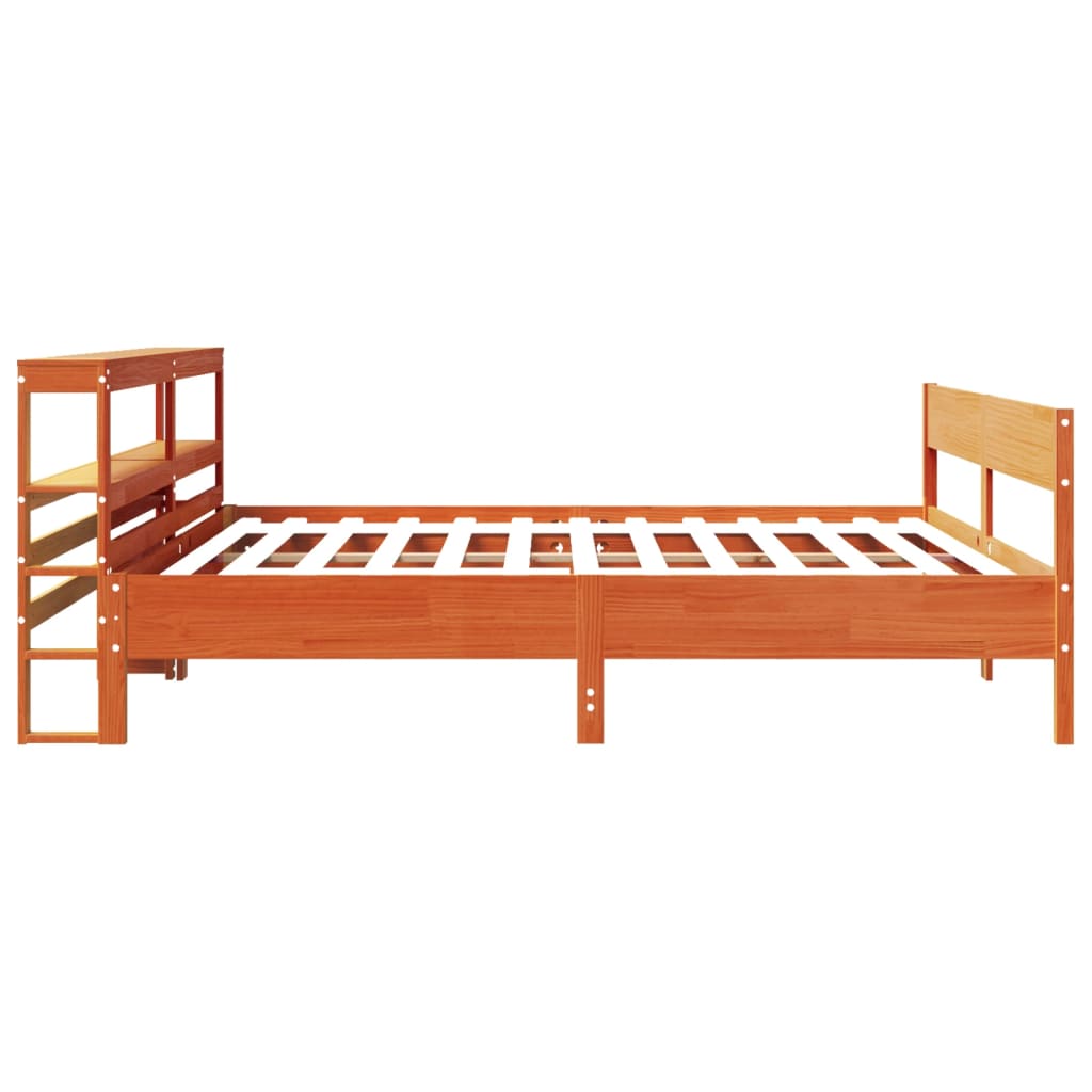 Bed Frame without Mattress Wax Brown 200x200 cm Solid Wood Pine