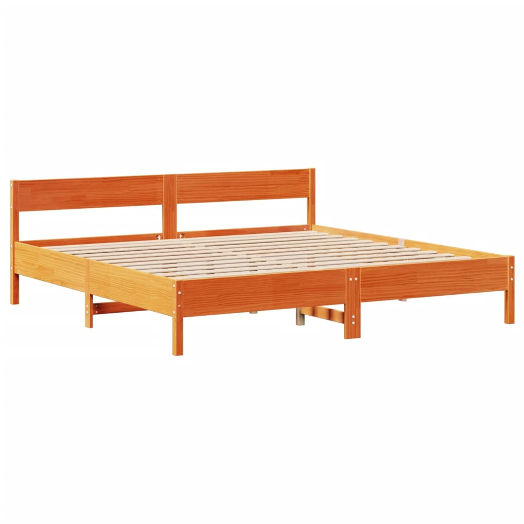 Bed Frame without Mattress Wax Brown 200x200 cm Solid Wood Pine