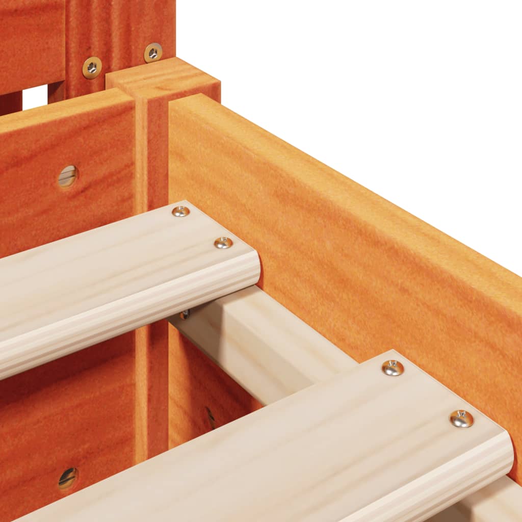 Bed Frame without Mattress Wax Brown 200x200 cm Solid Wood Pine