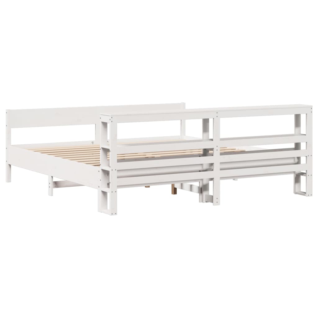 Bed Frame without Mattress White 180x200 cm Super King Solid Wood Pine