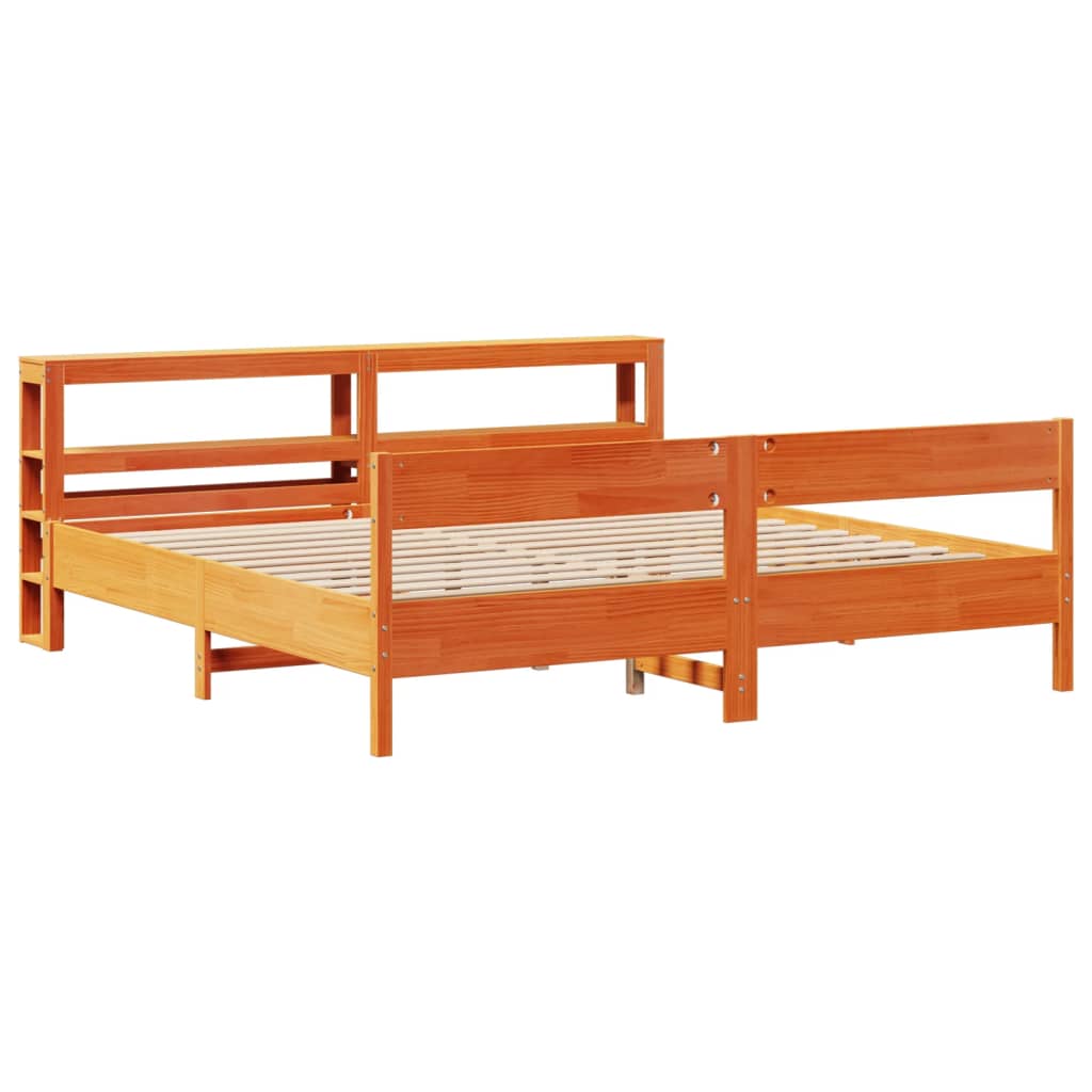 Bed Frame without Mattress Wax Brown 180x200 cm Super King Solid Wood Pine