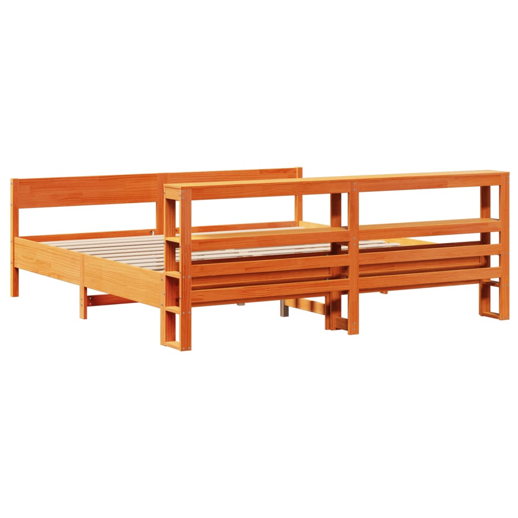 Bed Frame without Mattress Wax Brown 180x200 cm Super King Solid Wood Pine