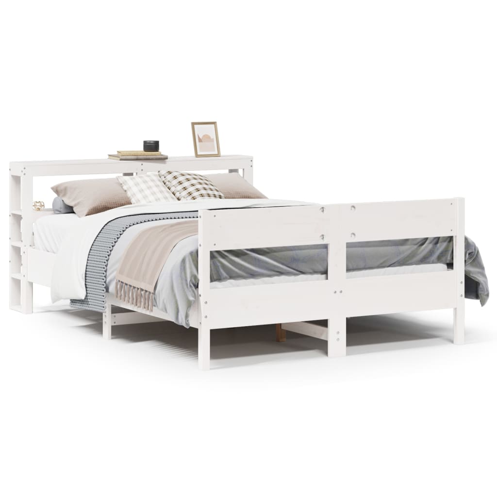 Bed Frame without Mattress White 160x200 cm Solid Wood Pine