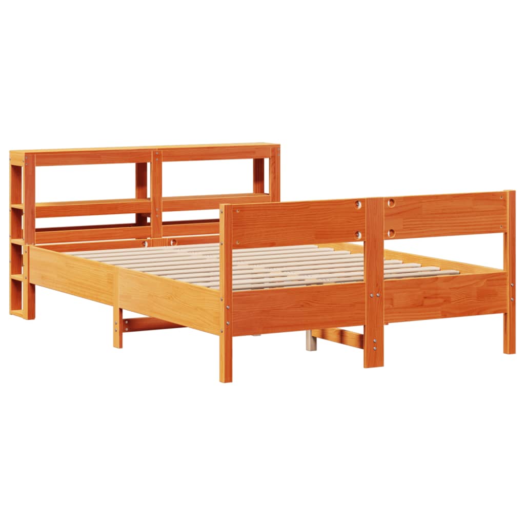 Bed Frame without Mattress Wax Brown 150x200 cm King Size Solid Wood Pine