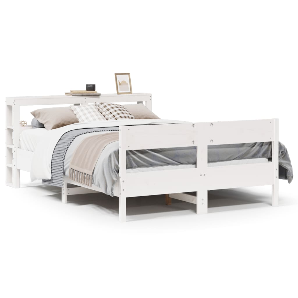 Bed Frame without Mattress White 120x200 cm Solid Wood Pine