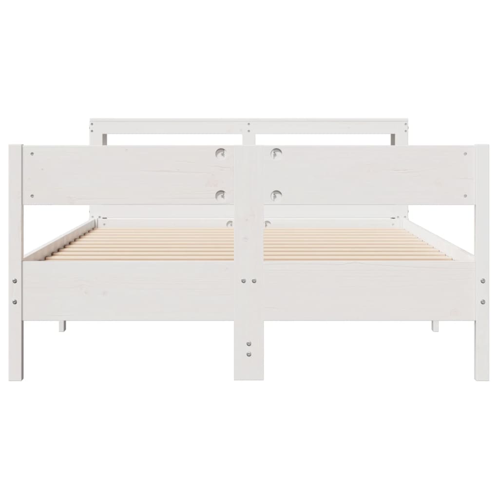 Bed Frame without Mattress White 120x200 cm Solid Wood Pine