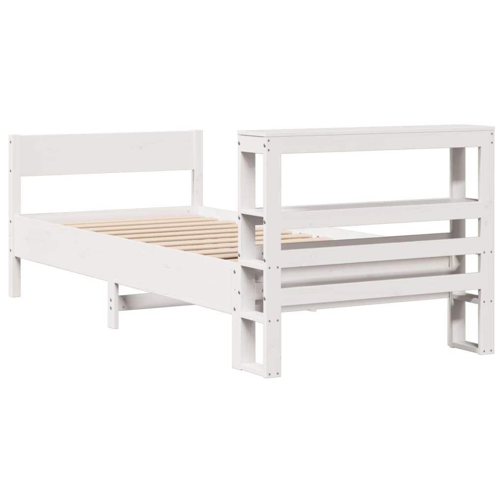 Bed Frame without Mattress White 90x200 cm Solid Wood Pine