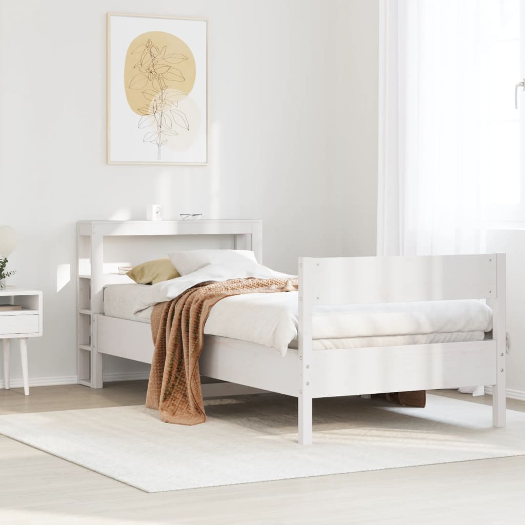 Bed Frame without Mattress White 90x200 cm Solid Wood Pine