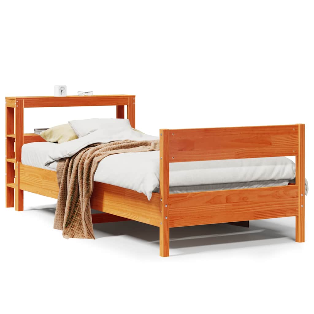 Bed Frame without Mattress Wax Brown 90x200 cm Solid Wood Pine