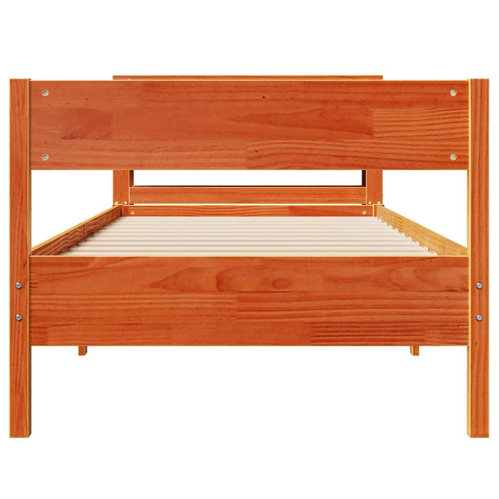 Bed Frame without Mattress Wax Brown 90x200 cm Solid Wood Pine