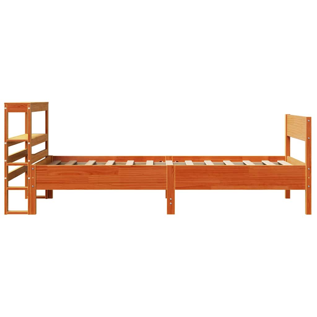 Bed Frame without Mattress Wax Brown 90x200 cm Solid Wood Pine