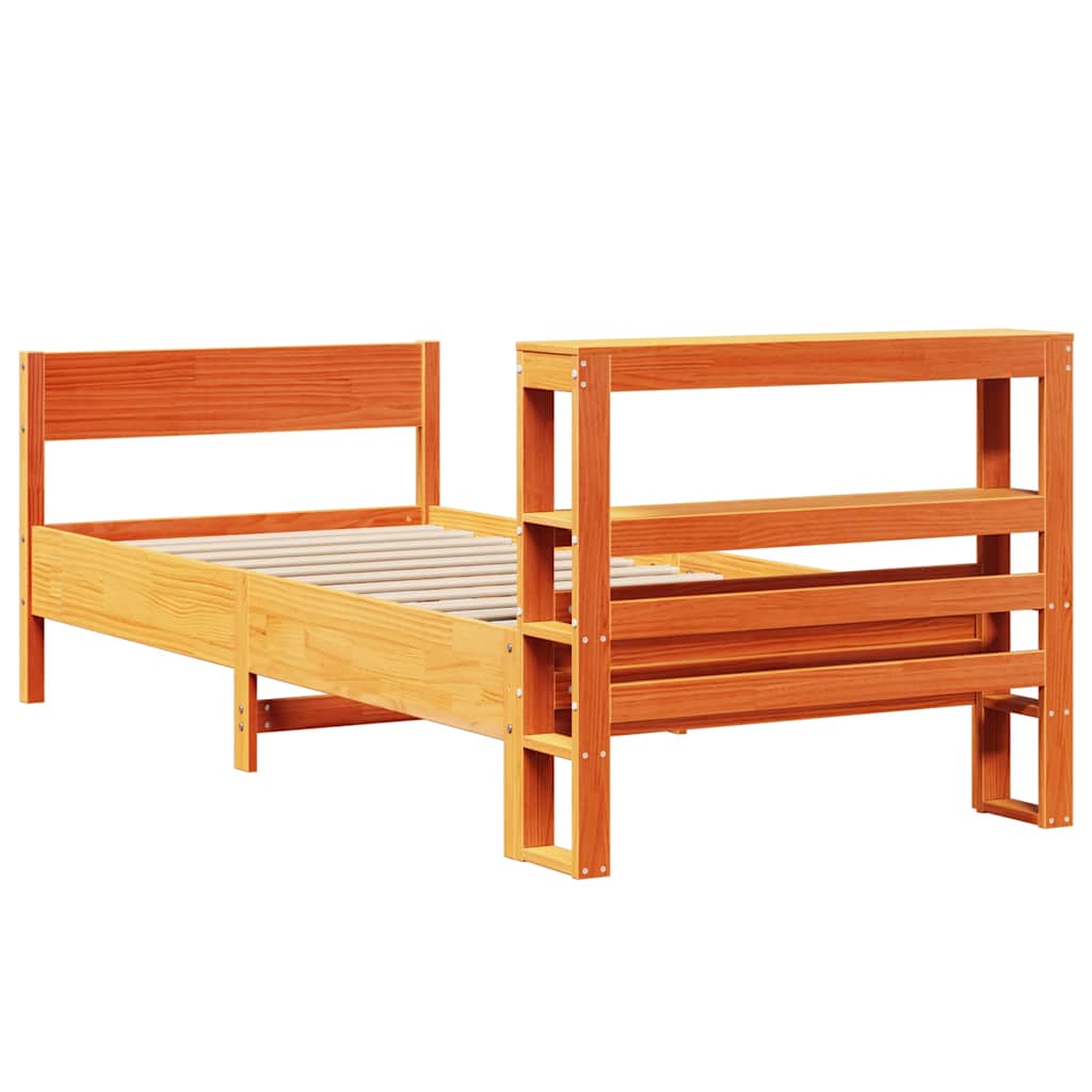 Bed Frame without Mattress Wax Brown 90x200 cm Solid Wood Pine