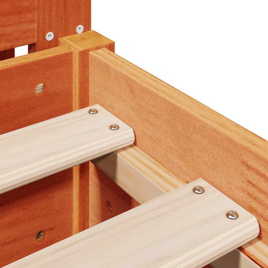 Bed Frame without Mattress Wax Brown 90x200 cm Solid Wood Pine