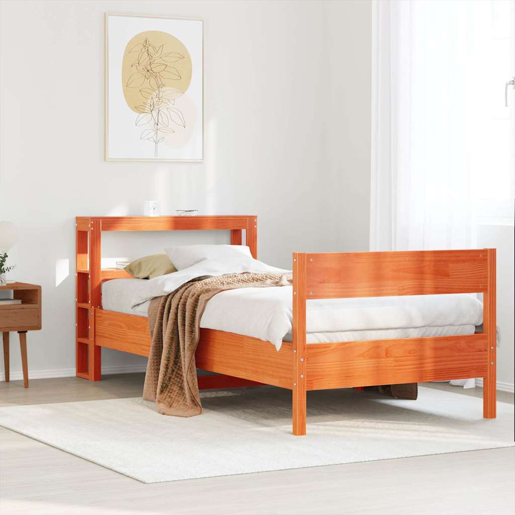 Bed Frame without Mattress Wax Brown 90x200 cm Solid Wood Pine