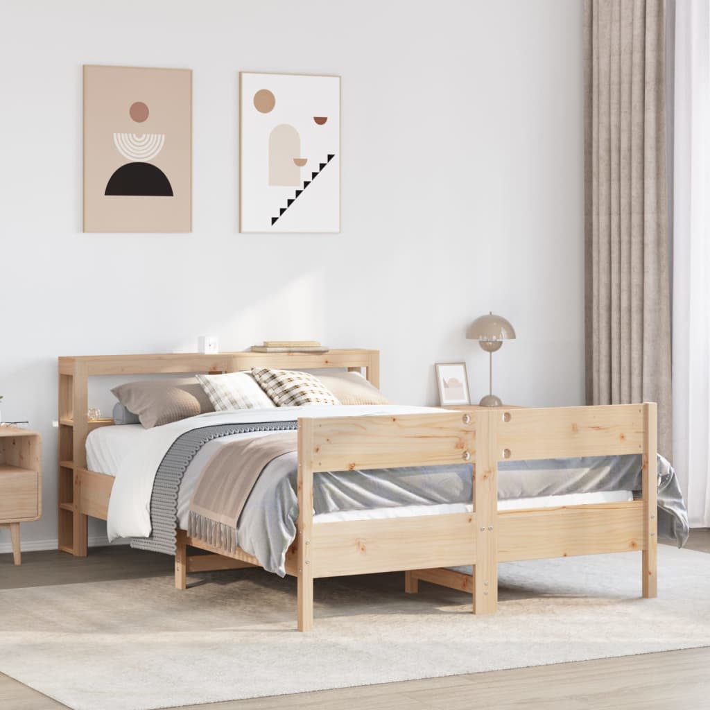 Bed Frame without Mattress 140x190 cm Solid Wood Pine