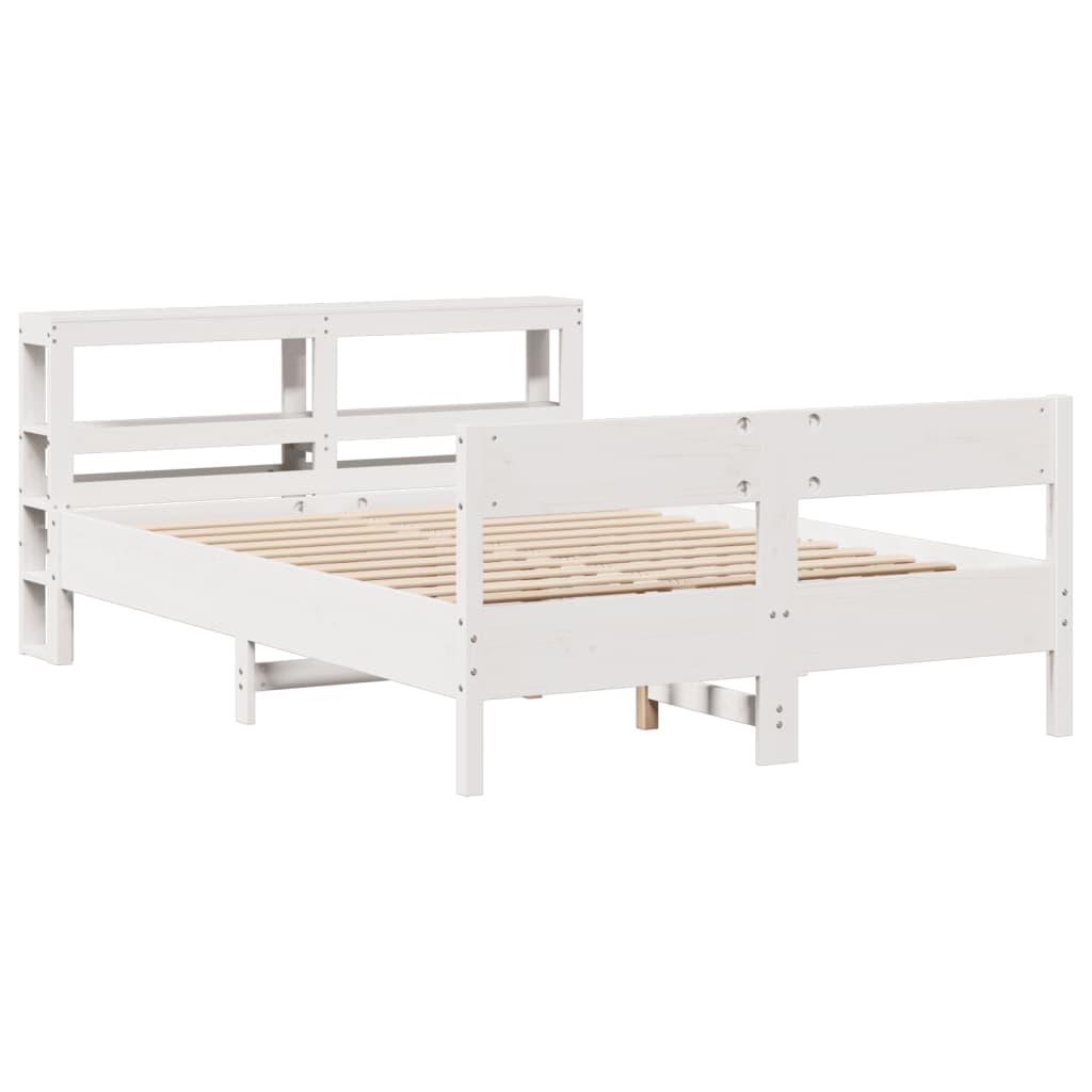 Bed Frame without Mattress White 140x190 cm Solid Wood Pine