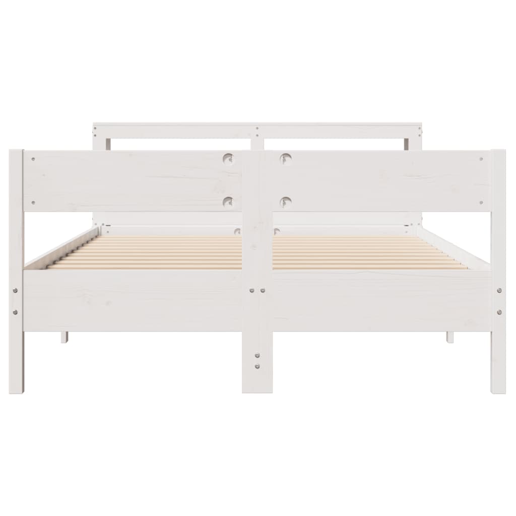 Bed Frame without Mattress White 140x190 cm Solid Wood Pine