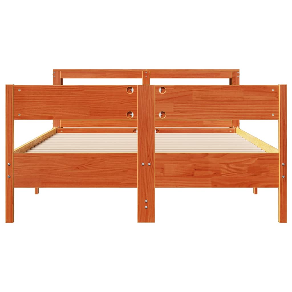 Bed Frame without Mattress Wax Brown 135x190 cm Double Solid Wood Pine