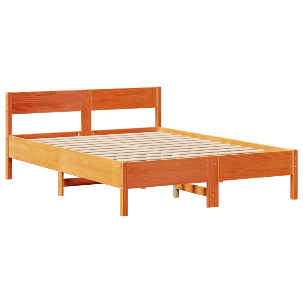 Bed Frame without Mattress Wax Brown 120x190 cm Small Double Solid Wood Pine