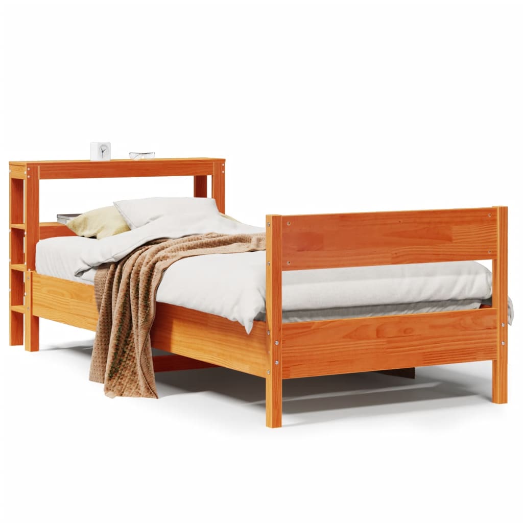 Bed Frame without Mattress Wax Brown 90x190 cm Single Solid Wood Pine