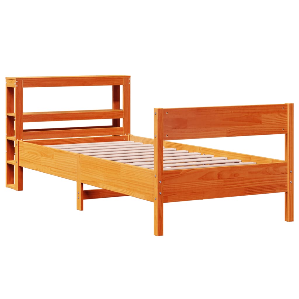 Bed Frame without Mattress Wax Brown 90x190 cm Single Solid Wood Pine