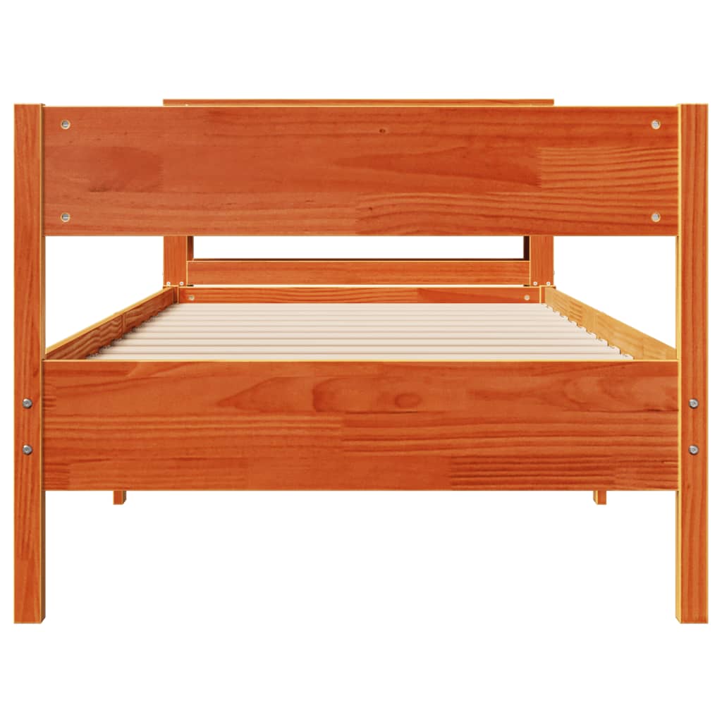 Bed Frame without Mattress Wax Brown 90x190 cm Single Solid Wood Pine