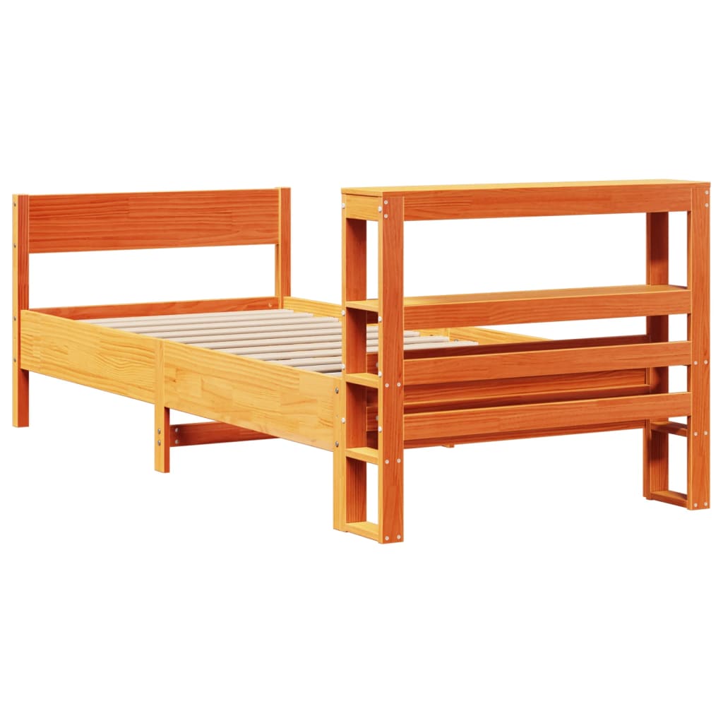 Bed Frame without Mattress Wax Brown 90x190 cm Single Solid Wood Pine