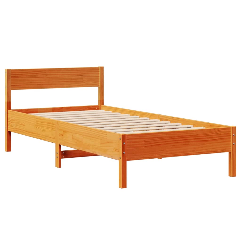Bed Frame without Mattress Wax Brown 90x190 cm Single Solid Wood Pine