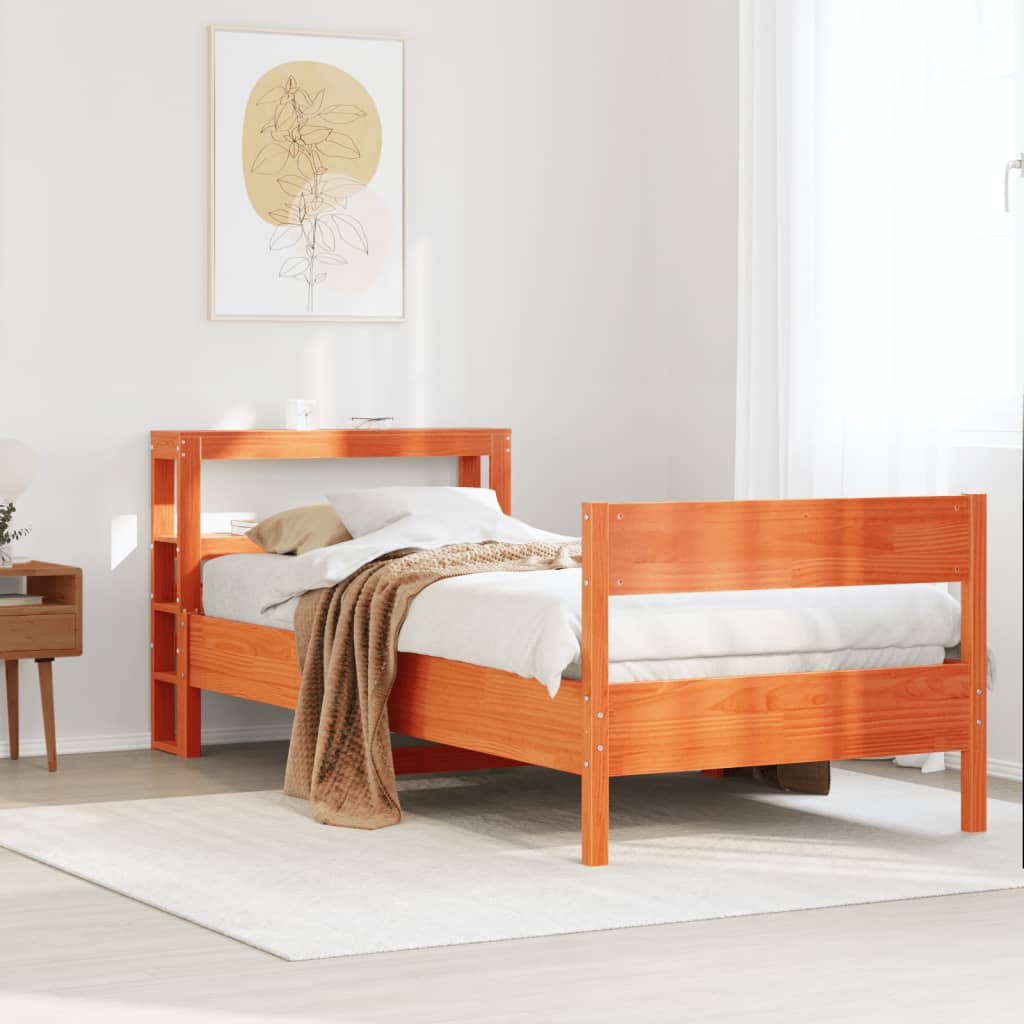Bed Frame without Mattress Wax Brown 90x190 cm Single Solid Wood Pine