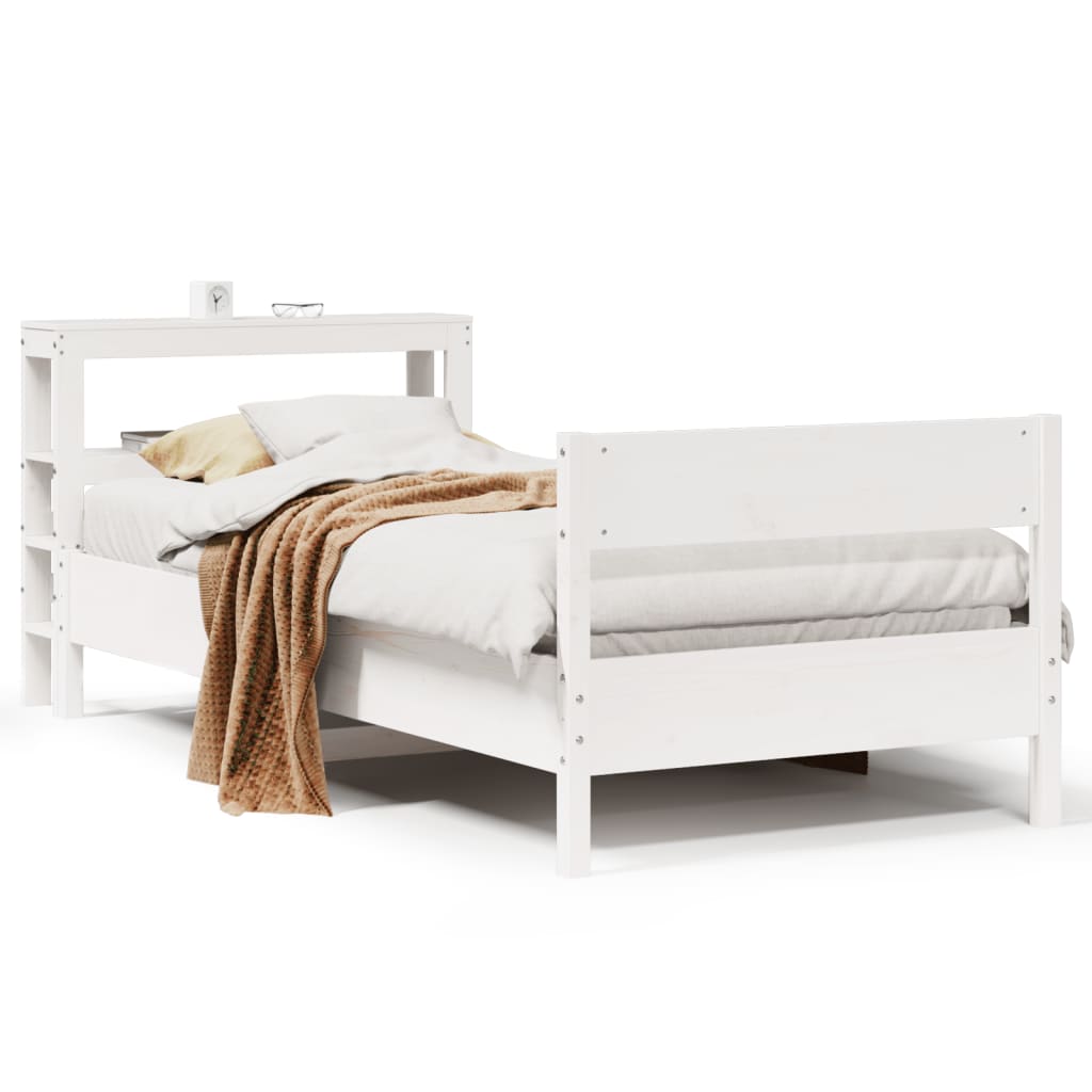 Bed Frame without Mattress White 75x190 cm Small Single Solid Wood Pine