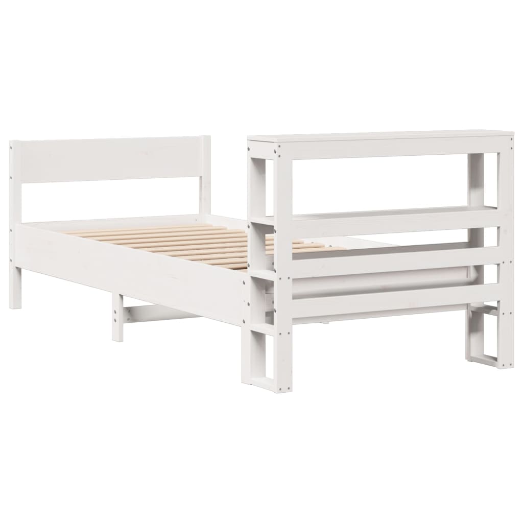 Bed Frame without Mattress White 75x190 cm Small Single Solid Wood Pine