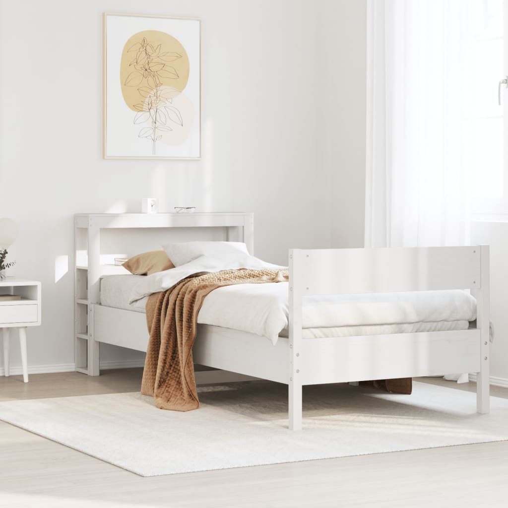 Bed Frame without Mattress White 75x190 cm Small Single Solid Wood Pine