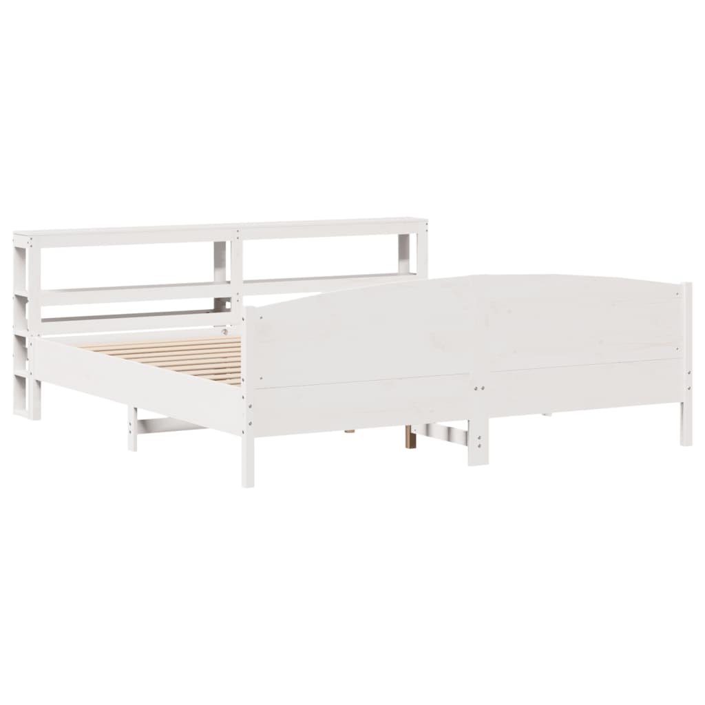 Bed Frame without Mattress White 200x200 cm Solid Wood Pine