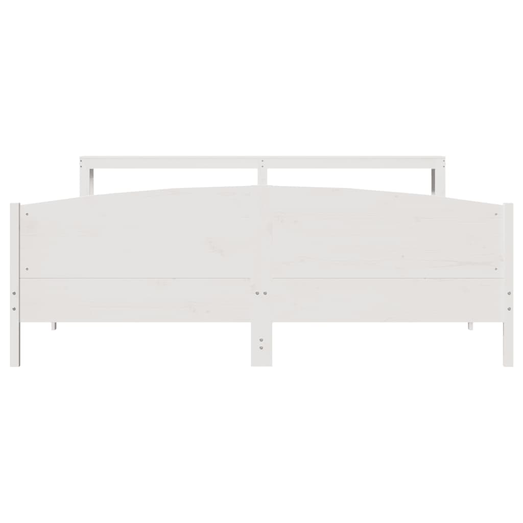 Bed Frame without Mattress White 200x200 cm Solid Wood Pine