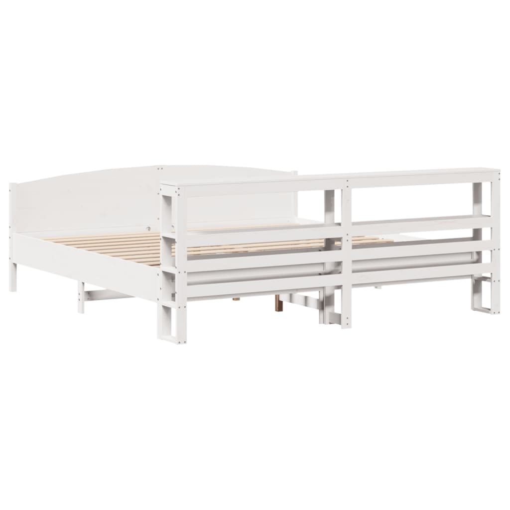 Bed Frame without Mattress White 200x200 cm Solid Wood Pine