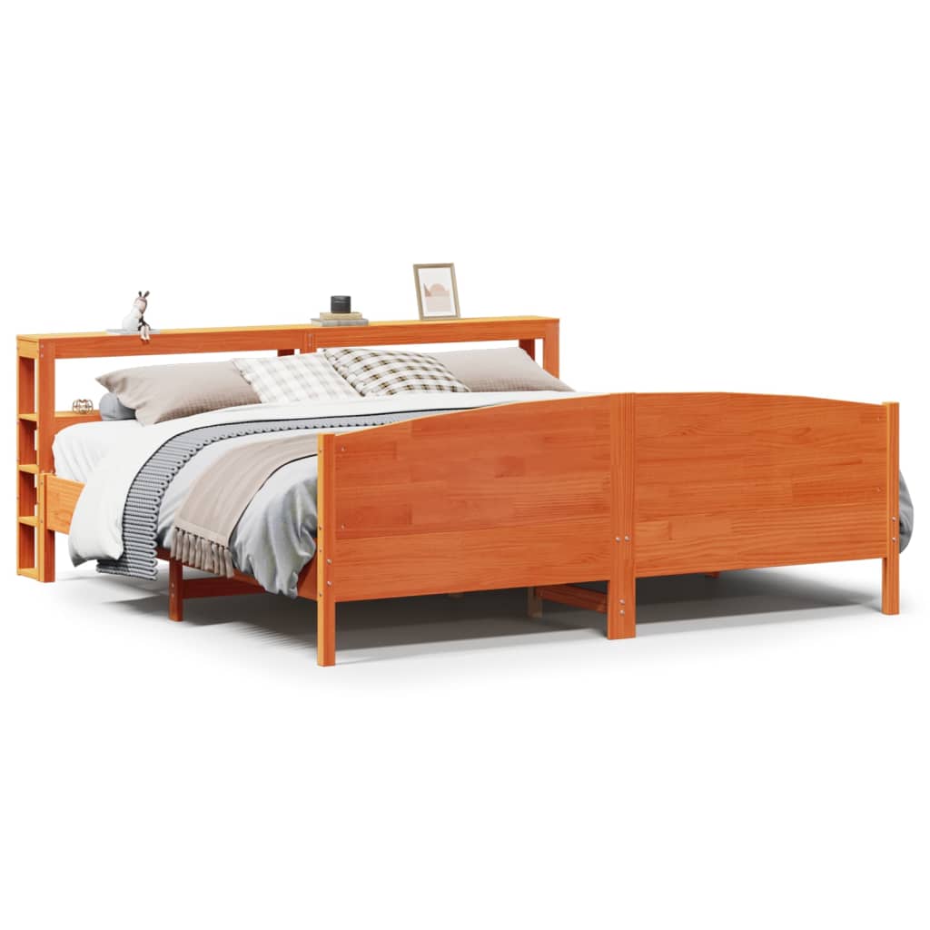 Bed Frame without Mattress Wax Brown 200x200 cm Solid Wood Pine