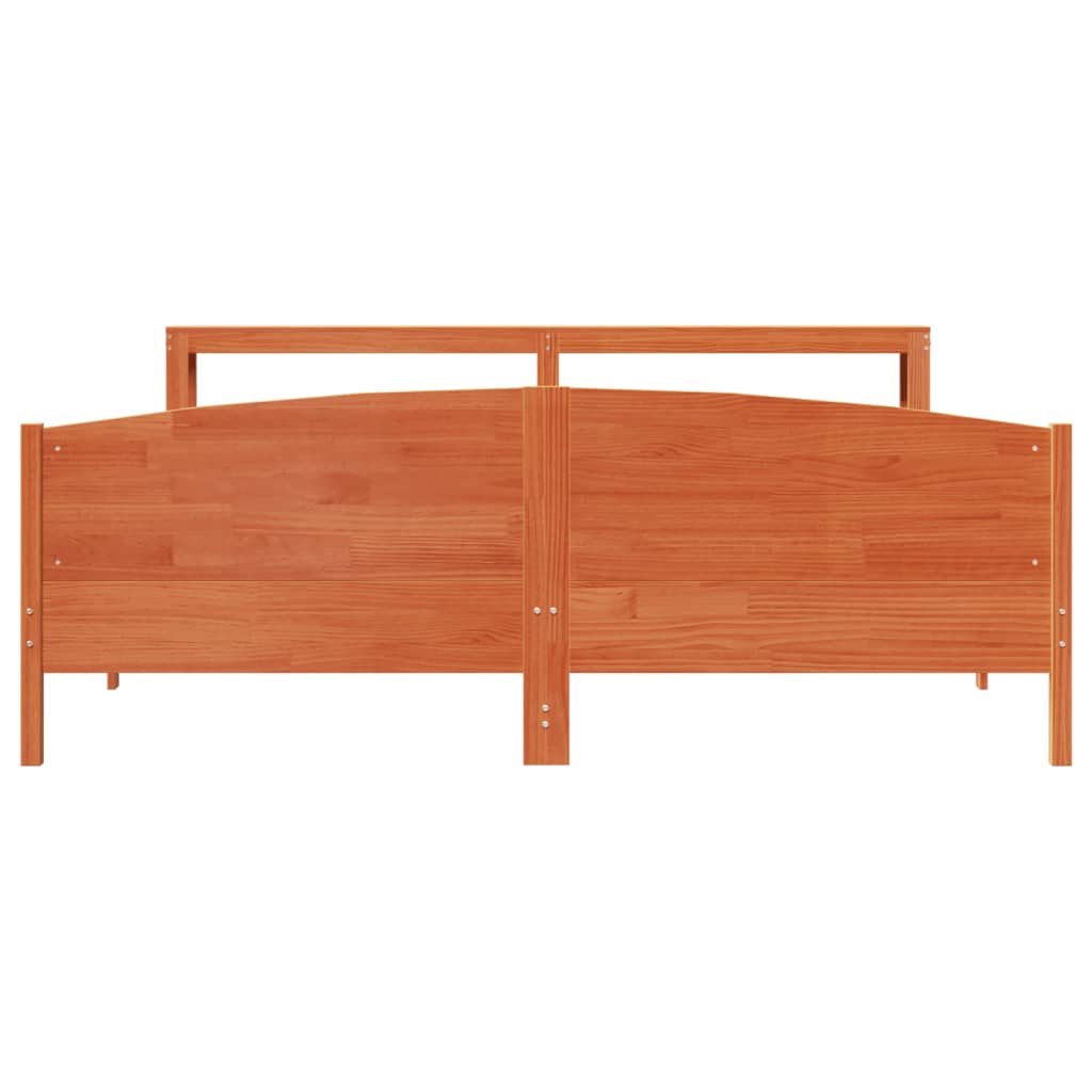 Bed Frame without Mattress Wax Brown 200x200 cm Solid Wood Pine