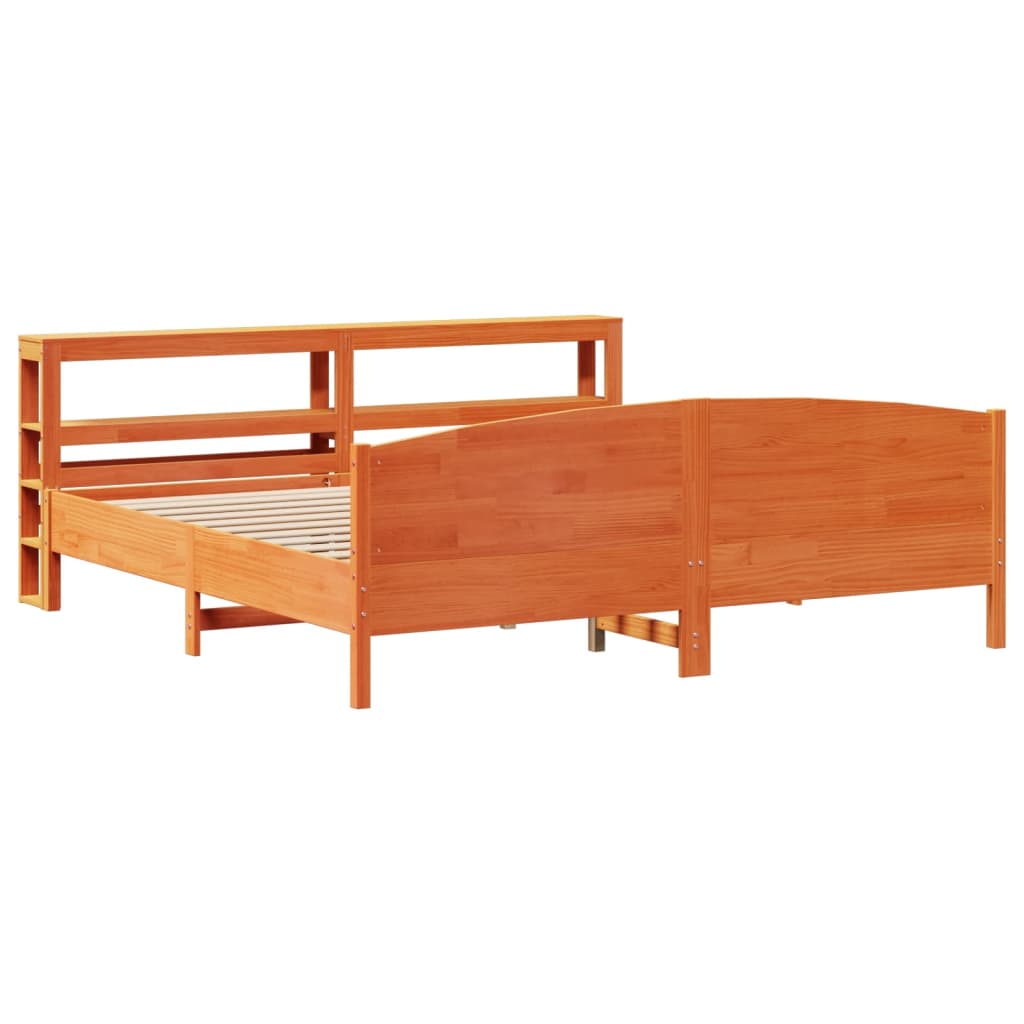 Bed Frame without Mattress Wax Brown 180x200 cm Super King Solid Wood Pine