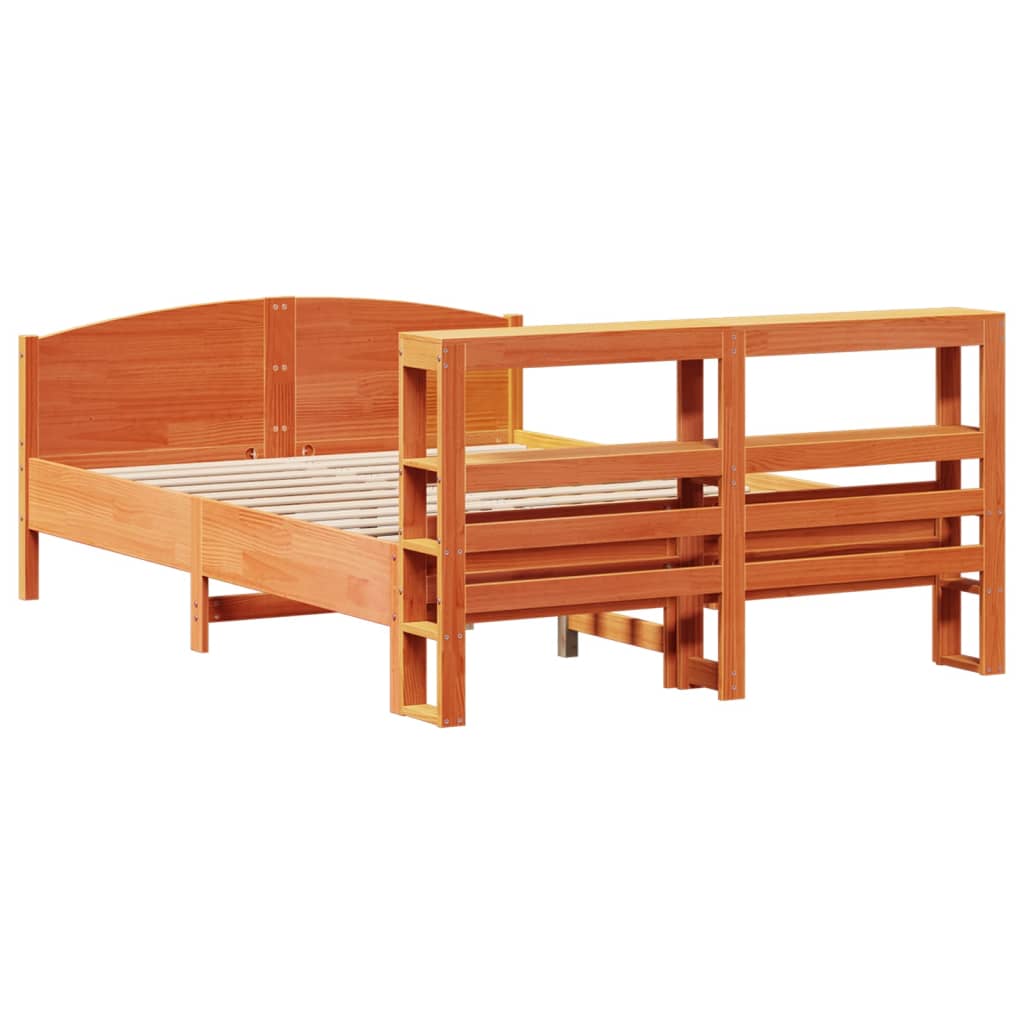Bed Frame without Mattress Wax Brown 160x200 cm Solid Wood Pine