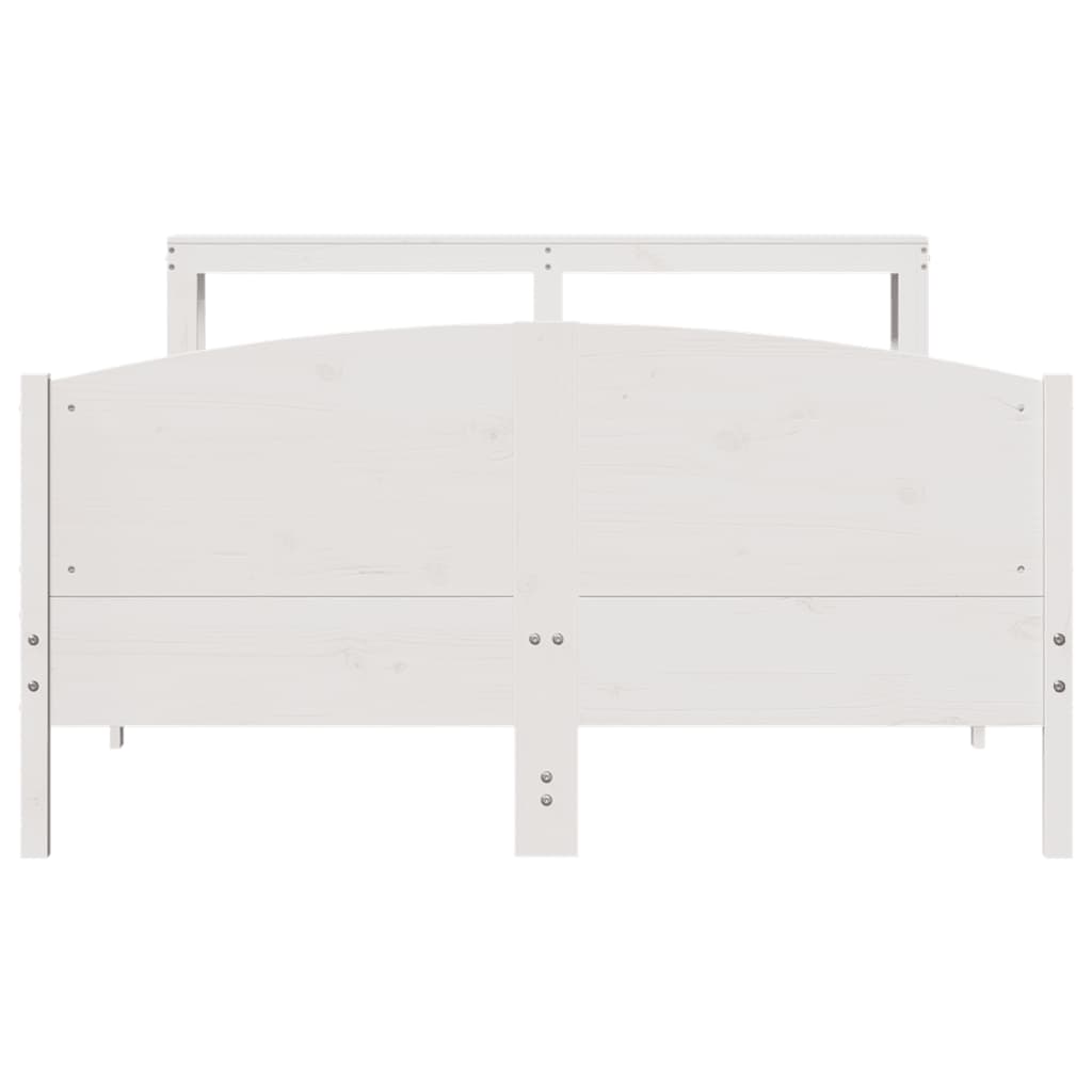 Bed Frame without Mattress White 150x200 cm King Size Solid Wood Pine