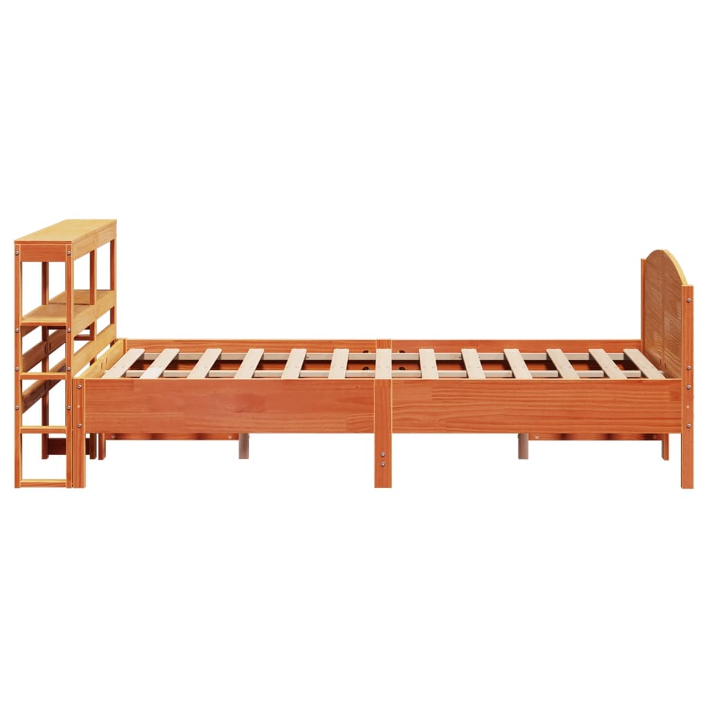 Bed Frame without Mattress Wax Brown 140x190 cm Solid Wood Pine